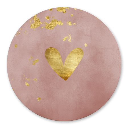 Oud roze waterverf met gouden hartje en spetters